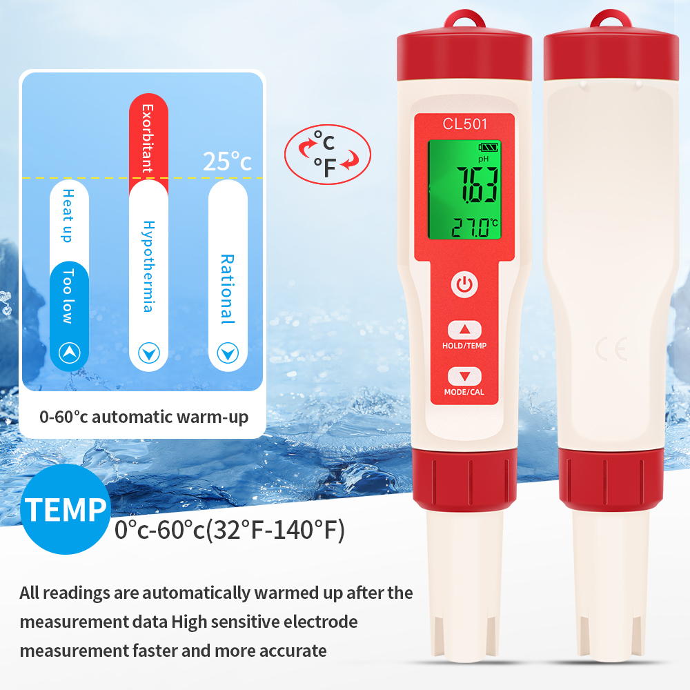 PH/CL2/H2/ORP/Temperature Mete - огляд і ціна Ph Meter Digital Water Tester