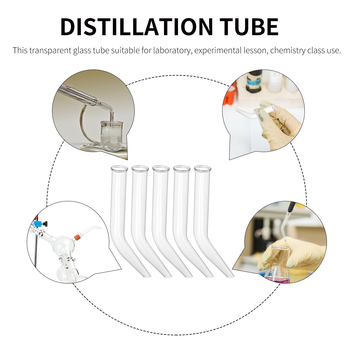 5Pcs Glass Distillation Tube T - огляд і ціна Lab Equipment