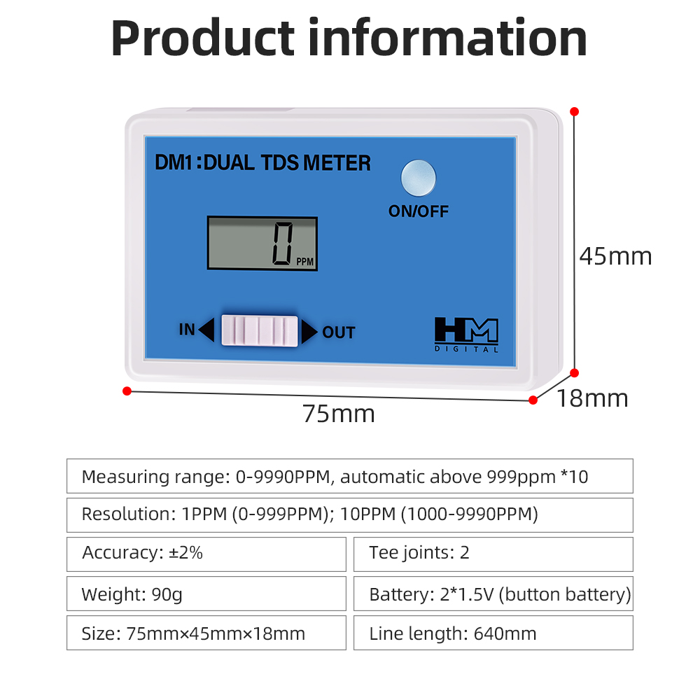 DM1 Dual TDS Water Quality Tes - огляд і ціна Ph Meter Digital Water Tester