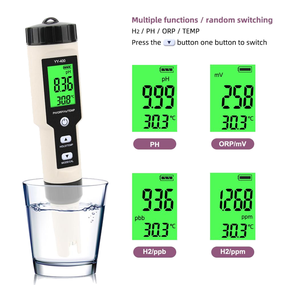 4 in 1 YY-400 PH/ORP/H2&TEM Me - огляд і ціна Ph Meter Digital Water Tester